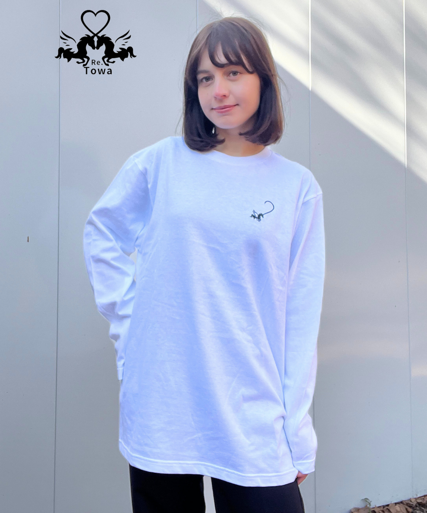 Towa コットン100%ロングTシャツペア(ホワイト)