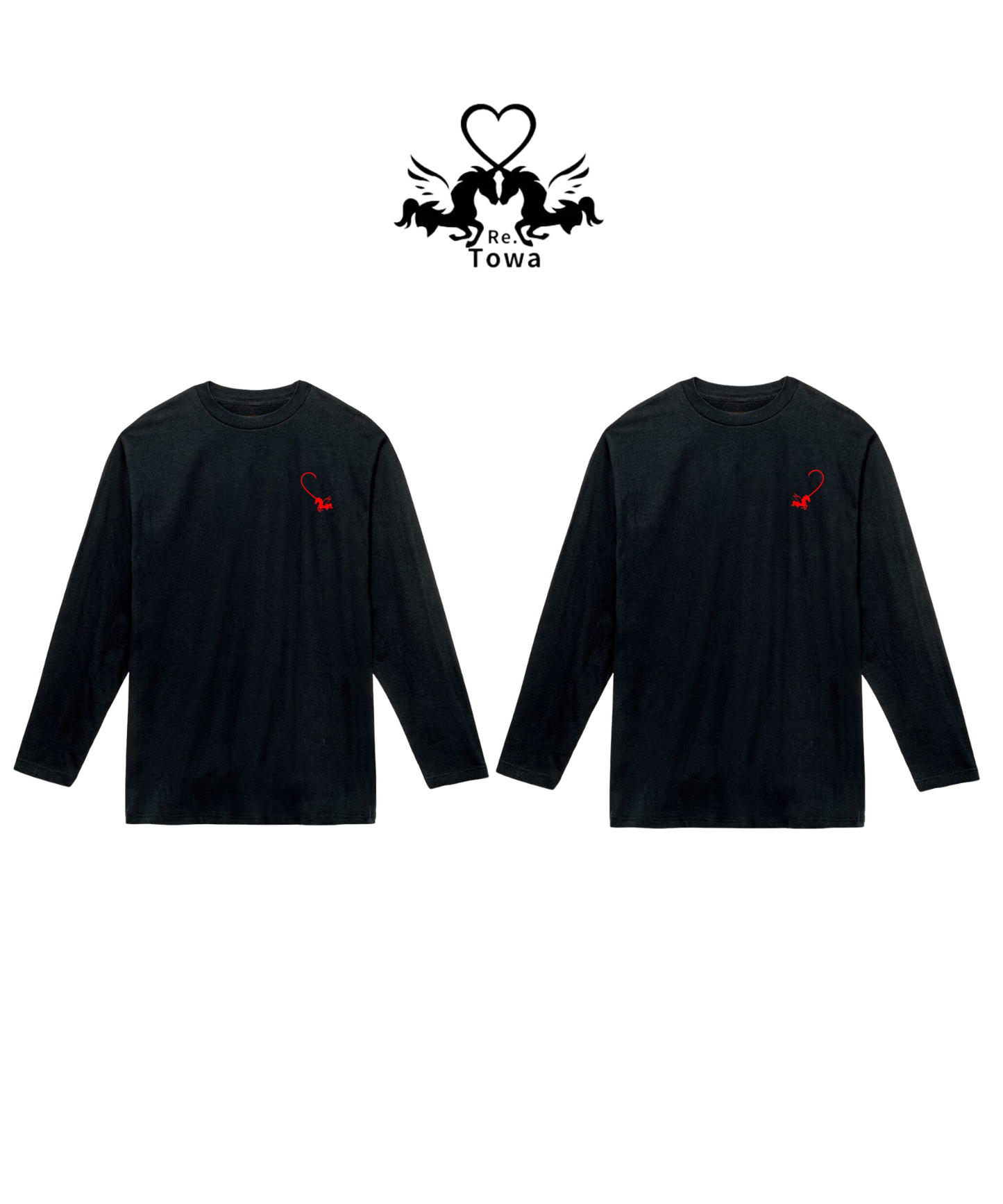 Towa コットン100%ロングTシャツペア(ブラック)