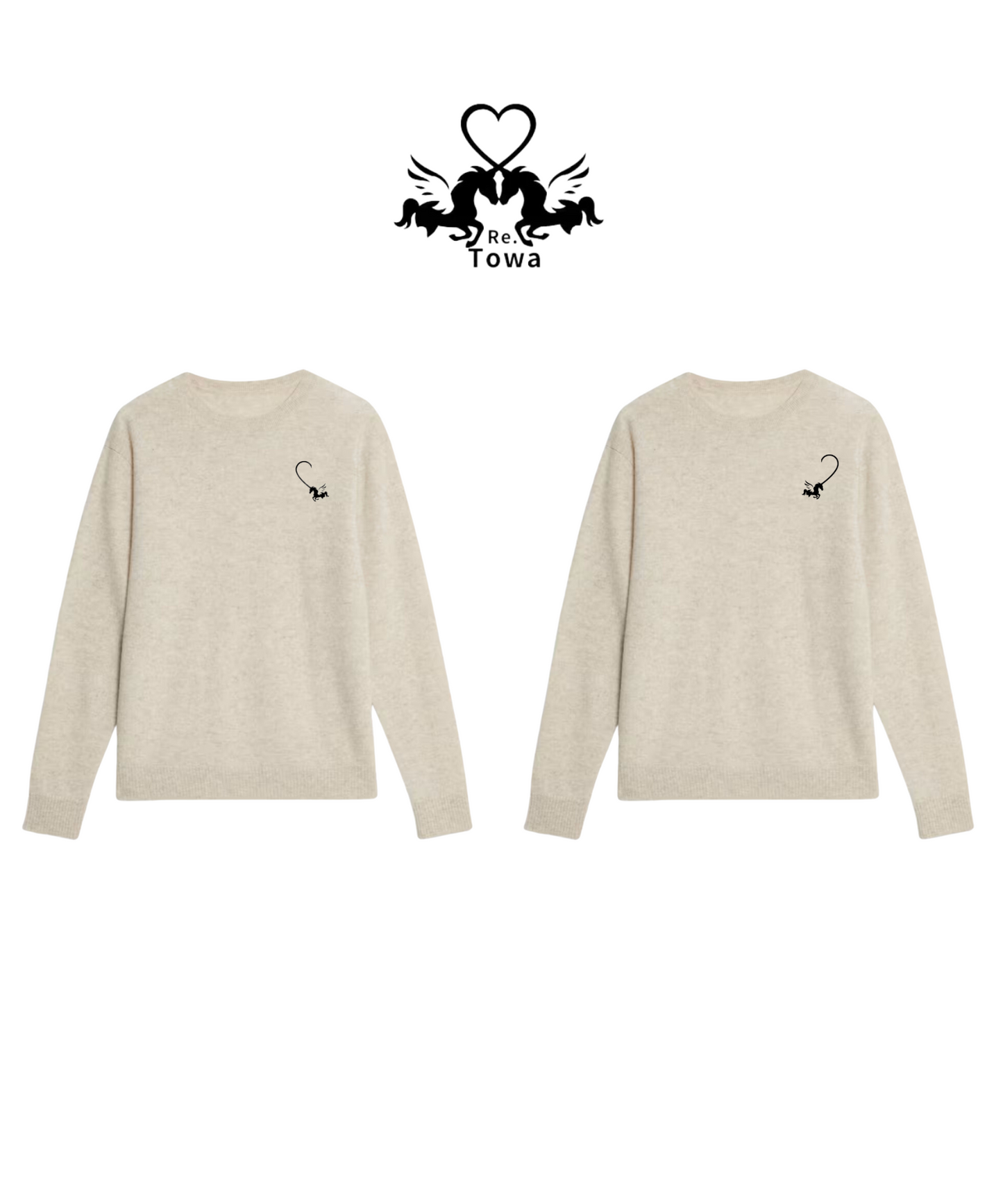 Towa カシミヤ100%セーターペア(ブルー&ホワイト)