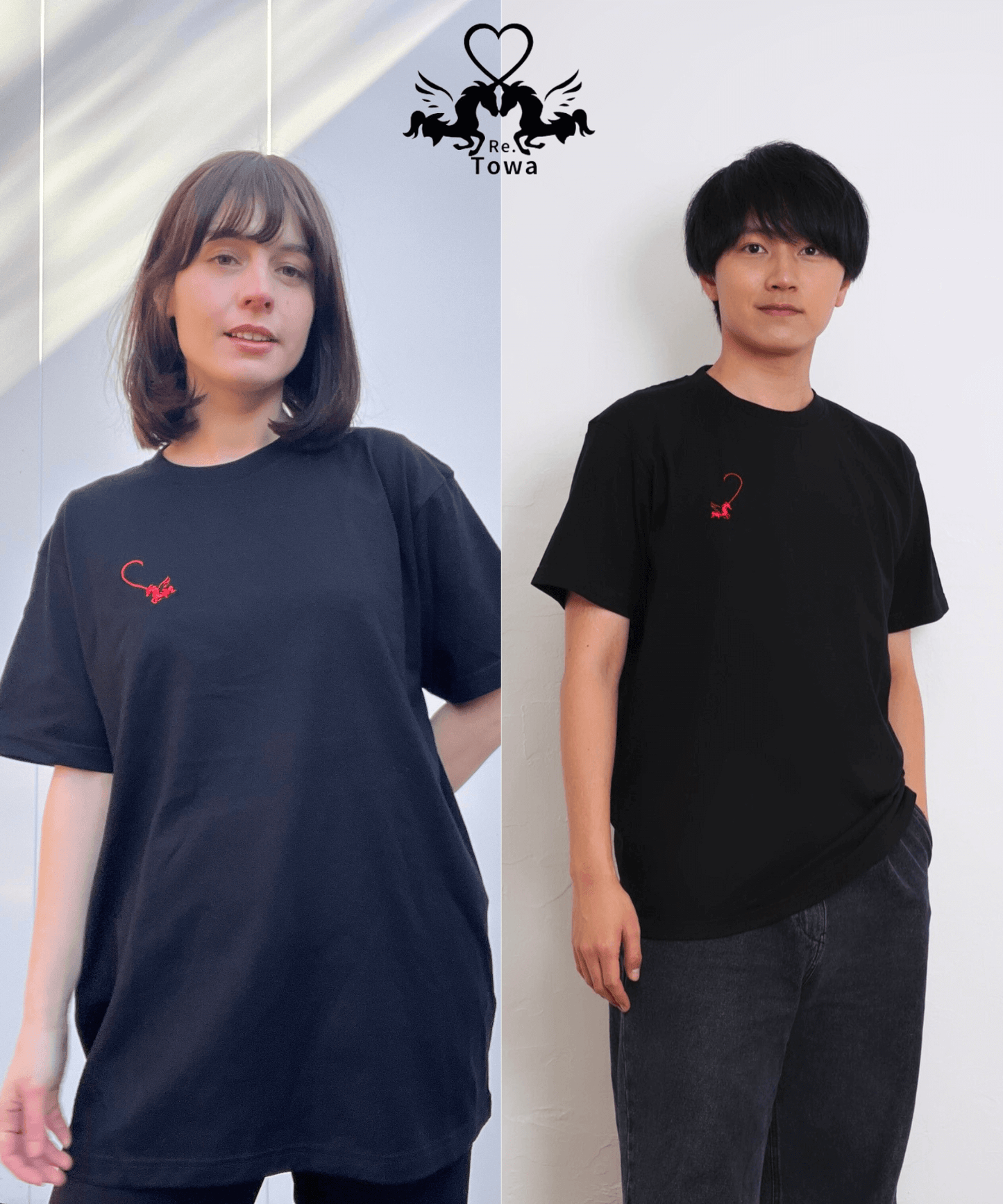 Towa コットン100%Tシャツ(黒ペア)