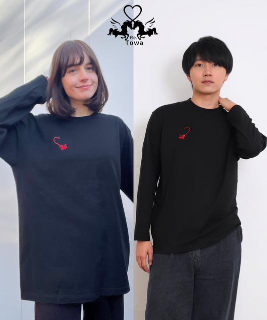 Towa コットン100%ロングTシャツペア(ブラック)