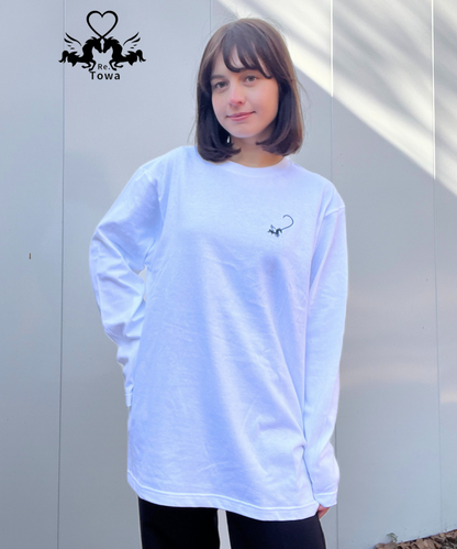 Towa コットン100%ロングTシャツペア(ホワイト&ブラック)