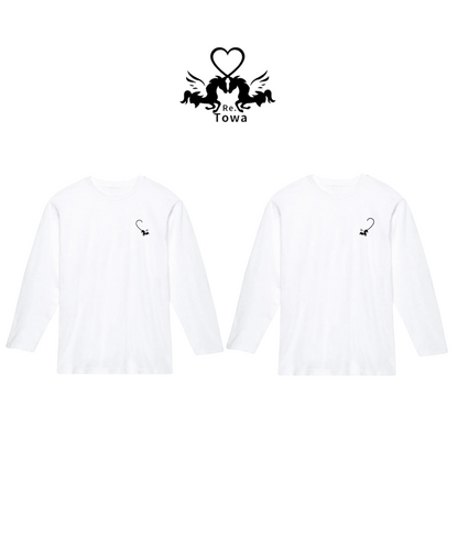 Towa コットン100%ロングTシャツペア(ホワイト&ブラック)