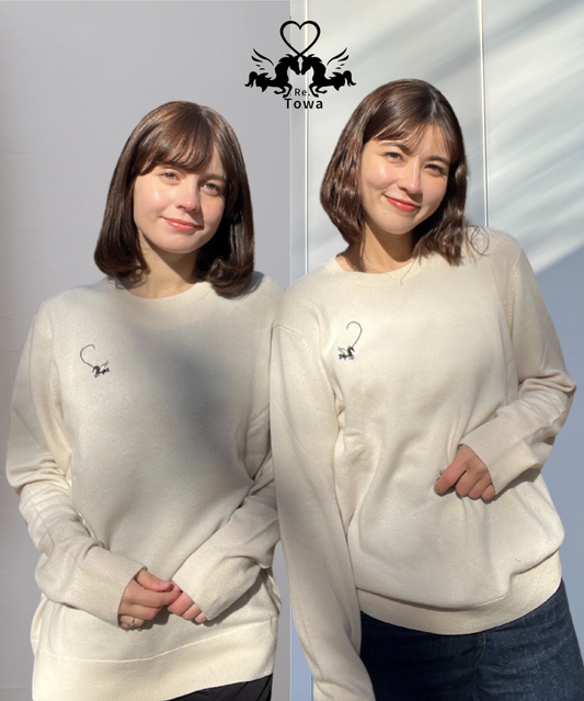 Towa 100% Cashmere Matching Sweaters (White)