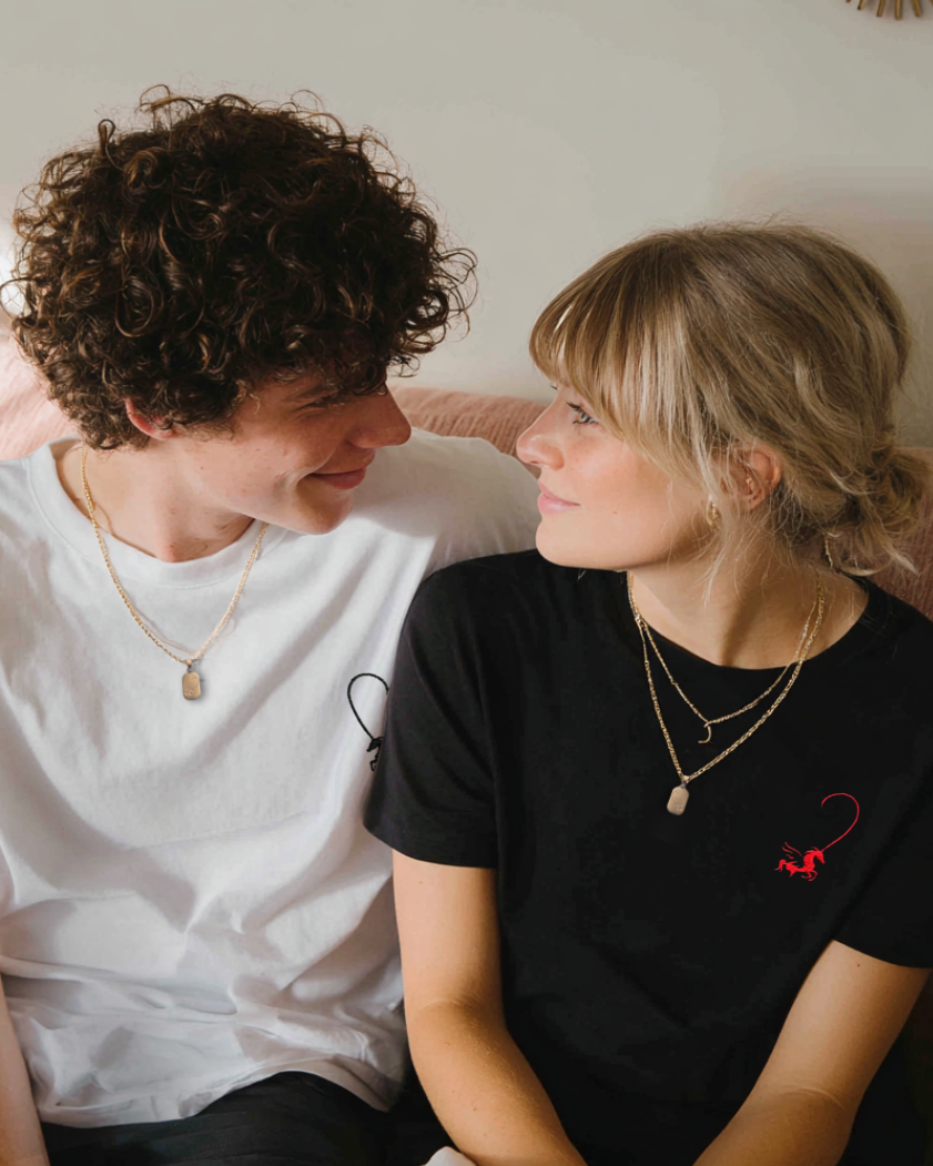 Towa 100% Cotton Matching T-shirts (White & Black)